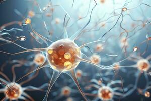 ai généré les neurones cerveau cellule médical Contexte actif nerf cellule photo