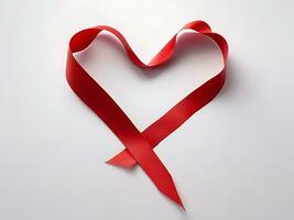 ai généré l'amour déballé rouge ruban cœur la Saint-Valentin journée concept photo