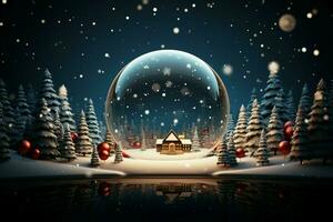 ai généré 3d cercle Cadre une magnifique toile de fond à célébrer joyeux Noël et content Nouveau année ai généré photo