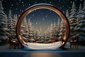 ai généré 3d cercle Cadre une magnifique toile de fond à célébrer joyeux Noël et content Nouveau année ai généré photo