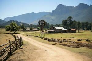 ai généré en bois maison à le pied de le Montagne professionnel la photographie photo