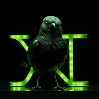 ai généré une mascotte logo avec une oiseau dans vert néon. génératif ai photo