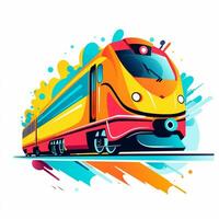 ai généré une vibrant logo de une train. génératif ai photo