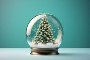 ai généré Noël arbre sur verre globe ornement photo