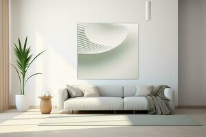 ai généré 3d rendu minimal style moderne vivant pièce intérieur conception avec canapé photo