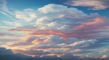 ai généré ciel avec des nuages, ciel et des nuages, scénique vue de des nuages dans le ciel photo