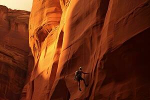 ai généré grimpeur dans antilope canyon, page, Arizona, Etats-Unis, ai généré photo