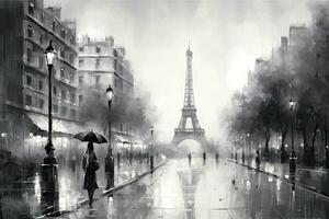 ai généré Eiffel la tour dans Paris, France. aquarelle peinture, ai généré photo
