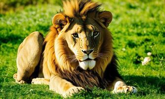 ai généré journée mondiale de la faune photo animal la nature non domestiqué dans herbeux savane à le coucher du soleil génératif ai