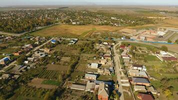 Haut vue de le village. le village de Poltavskaïa. photo