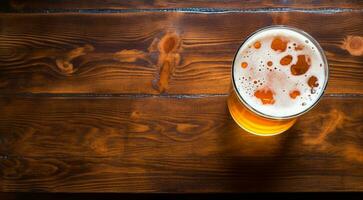 ai généré verre de Bière sur abstrait arrière-plan, Bière fond d'écran, verre de Bière dans le sombre, Bière avec mousse, alcoolique boisson sur foncé Contexte photo