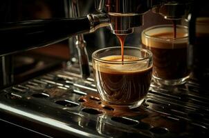 ai généré revigorant Expresso mousse tasse tir. produire ai photo