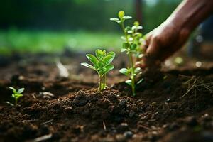 ai généré vert initiative Nouveau arbre planté comme partie de le bats toi contre climat changement ai généré photo