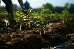 ai généré vert initiative Nouveau arbre planté comme partie de le bats toi contre climat changement ai généré photo