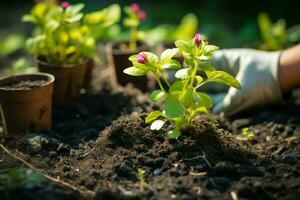 ai généré vert initiative Nouveau arbre planté comme partie de le bats toi contre climat changement ai généré photo