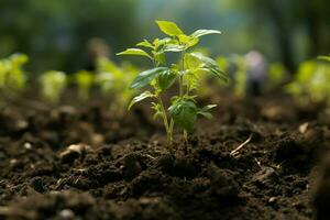 ai généré climat action plantation une Nouveau arbre à combat et atténuer climat changement ai généré photo