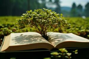 ai généré éco amical processus création papier pour manuels par durable plantation méthodes ai généré photo