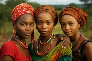ai généré symbolique africain femmes traditionnel chiffon. produire ai photo
