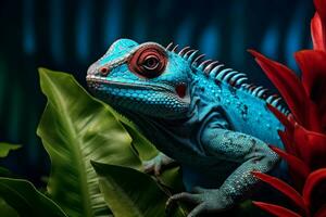 ai généré captivant exotique lézard portrait. produire ai photo