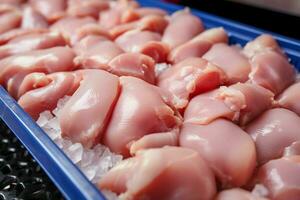 ai généré la volaille En traitement étapes de poulet Viande production ai généré photo