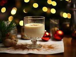 ai généré Noël traditionnel boisson Lait de poule servir sur le table photo