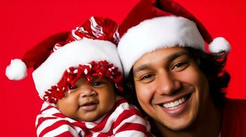 ai généré une homme et bébé célébrer Noël photo