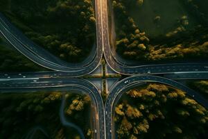 ai généré asphalté intersection Autoroute route. produire ai photo