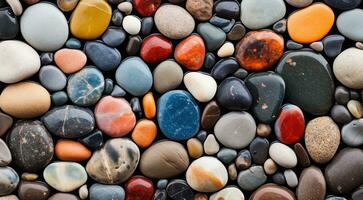 ai généré coloré plage des pierres arrière-plan, des pierres, coloré des pierres photo