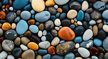 ai généré coloré plage des pierres arrière-plan, des pierres, coloré des pierres photo