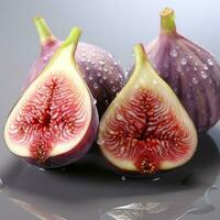 ai généré fermer photo de figues sur un isolé blanc Contexte