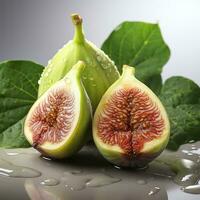 ai généré fermer photo de figues sur un isolé blanc Contexte