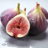 ai généré fermer photo de figues sur un isolé blanc Contexte