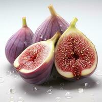 ai généré fermer photo de figues sur un isolé blanc Contexte