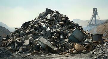 ai généré pile de rouillé les métaux, metall usine photo