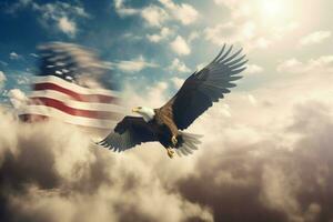 ai généré Aigle américain drapeau. produire ai photo