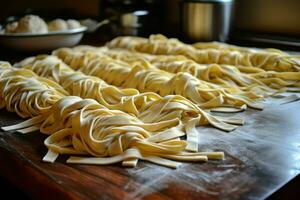 ai généré Frais fait maison Pâtes. produire ai photo