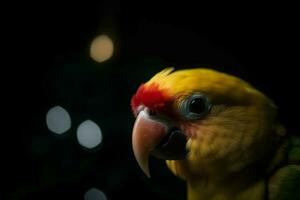 ai généré Jaune mignonne perroquet. produire ai photo