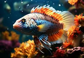 ai généré coloré poisson dans le océan. sous-marin la vie photo