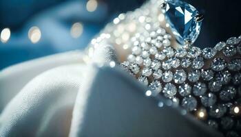 ai généré bleu diamant et blanc diamants bijoux conception collection gemme chef-d'œuvre, luxe exclusif saphir gemme et exquis premier sur mesure bijoutier coupe sur mesure saphirs. génératif ai photo