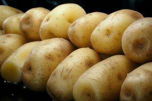 ai généré bol élégance proche en haut de une Célibataire brut Patate tranche à l'intérieur photo