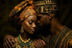 ai généré durable africain couple l'amour. produire ai photo