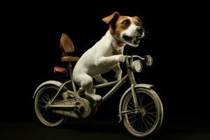 ai généré excentrique jack Russell chien bicyclette branché. produire ai photo