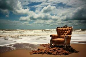 ai généré coloré plage chaises. produire ai photo