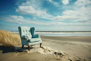 ai généré plage chaises. produire ai photo