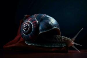 ai généré futuriste foncé bleu escargot noir Contexte. produire ai photo