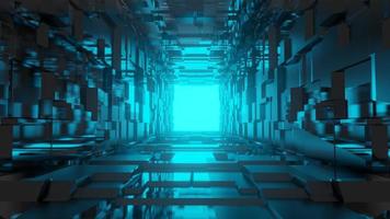 Environnement futuriste de science-fiction de rendu 3D, tunnel vide lumineux abstrait photo
