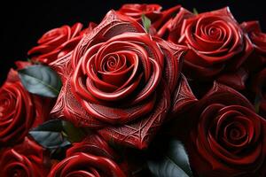 ai généré une romantique mosaïque de rouge des roses capturer le essence de aimer, engagement, mariage et anniversaire image photo