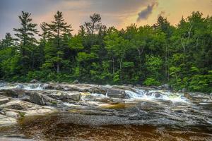 l'été sur la rivière rapide, le milieu tombe tôt le matin photo