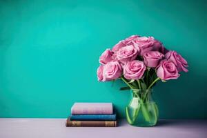 ai généré des roses et enseignants journée salutation, éducatif photo