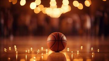 ai généré une basketball est assis dans une foule comme gens Regardez sur photo